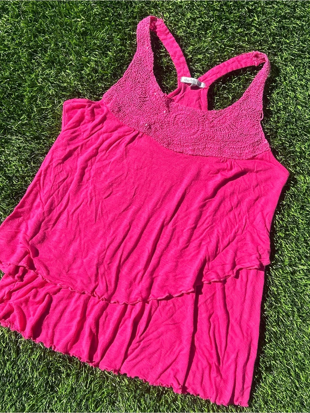 Y2K Charlotte Russe hot pink razor tank
